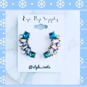 NWT Boutique Crystal Moon Statement Earrings